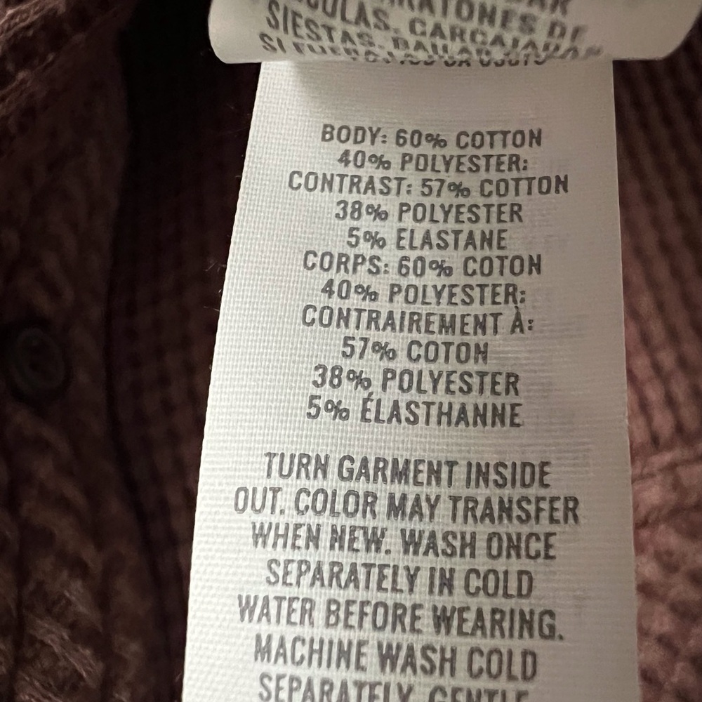 Aerie Brown Lumberjane Waffle Knit Button Down Shirt Jacket Oversized Small - Picture 7 of 10